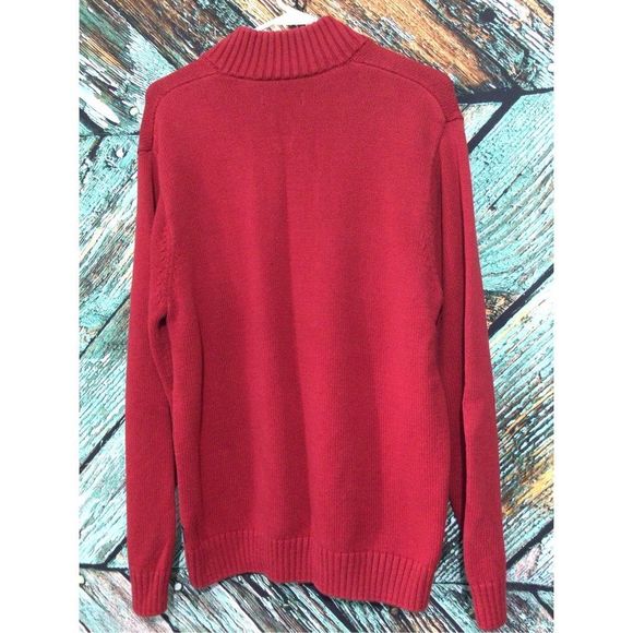 Chaps Moose Print 🫎 Sweater Red White Size Medium 3 Buttons Front ~ Beautiful S - Picture 8 of 12